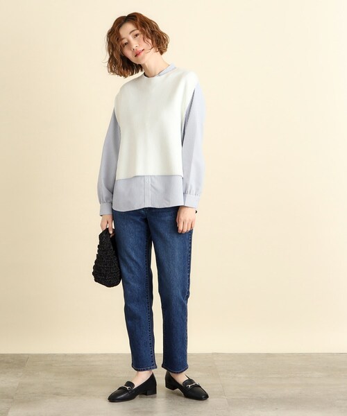 grove（グローブ）の「◆着回しの効く嬉しいセットアイテム ニットベスト×前開きシャツ（ベスト・レディース・ネイビー/ライトグレー/ホワイト系・02/03/01/04/05）」の18枚目の写真