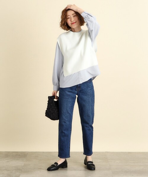 grove（グローブ）の「◆着回しの効く嬉しいセットアイテム ニットベスト×前開きシャツ（ベスト・レディース・ネイビー/ライトグレー/ホワイト系・02/03/01/04/05）」の17枚目の写真