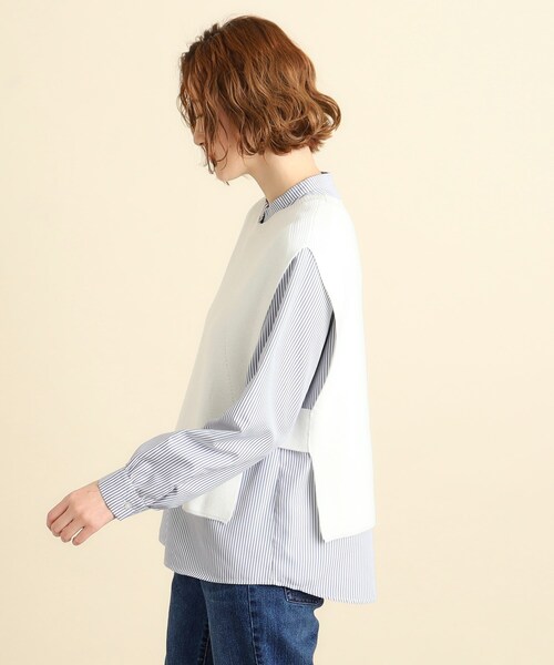 grove（グローブ）の「◆着回しの効く嬉しいセットアイテム ニットベスト×前開きシャツ（ベスト・レディース・ネイビー/ライトグレー/ホワイト系・02/03/01/04/05）」の12枚目の写真