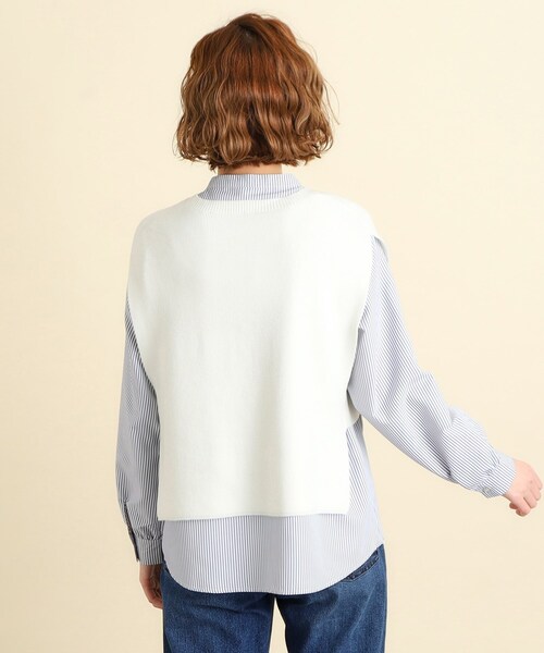 grove（グローブ）の「◆着回しの効く嬉しいセットアイテム ニットベスト×前開きシャツ（ベスト・レディース・ネイビー/ライトグレー/ホワイト系・02/03/01/04/05）」の11枚目の写真