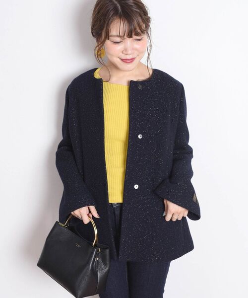 ANTIOFF アルパカ＆ウールブレンド 超軽量 ノーカラージャケット