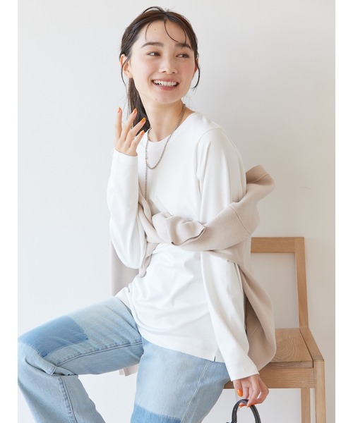 AMERICAN HOLIC(アメリカンホリック)の「Daily! 抗菌防臭クルーネックカットプルオーバー(Tシャツ/カットソー・レディース・ピンク系その他/ブルー系その他/オフホワイト/ブラック系その他4・M/S/L)」の1枚目の写真