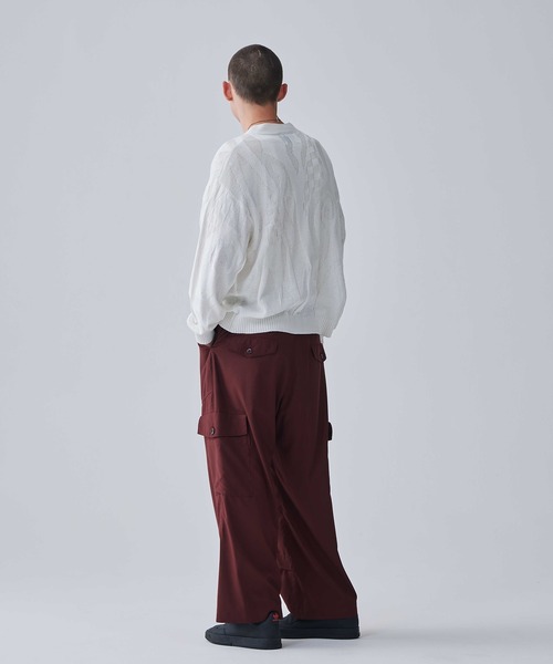 Iroquois（イロコイ）の「IROQUOIS イロコイ / T/R TWILL CARGO PT セットアップツイルワイドカーゴパンツ / 476102（カーゴパンツ・メンズ・ブラック/ワインレッド/ベージュ・1/2/3）」の15枚目の写真