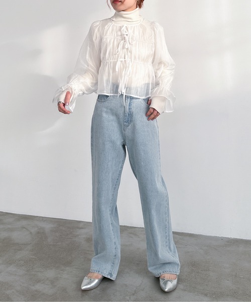 EPIMI E'PIMMY（エピミエピミー）の「2WAYオーガンシアーシャーリングブラウス（シャツ/ブラウス・レディース・ブラック/ピンクベージュ/オフホワイト/ブルー・MEDIUM）」の12枚目の写真