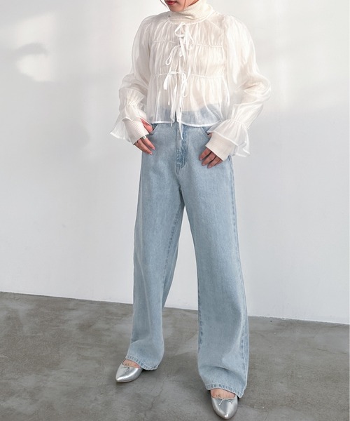 EPIMI E'PIMMY（エピミエピミー）の「2WAYオーガンシアーシャーリングブラウス（シャツ/ブラウス・レディース・ブラック/ピンクベージュ/オフホワイト/ブルー・MEDIUM）」の14枚目の写真