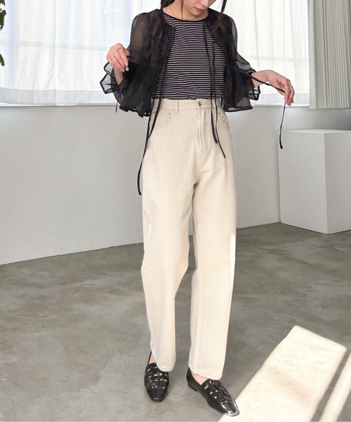 EPIMI E'PIMMY（エピミエピミー）の「2WAYオーガンシアーシャーリングブラウス（シャツ/ブラウス・レディース・ブラック/ピンクベージュ/オフホワイト/ブルー・MEDIUM）」の6枚目の写真