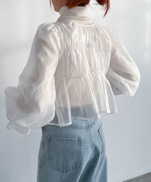 EPIMI E'PIMMY（エピミエピミー）の「2WAYオーガンシアーシャーリングブラウス（シャツ/ブラウス・レディース・ブラック/ピンクベージュ/オフホワイト/ブルー・MEDIUM）」の17枚目の写真