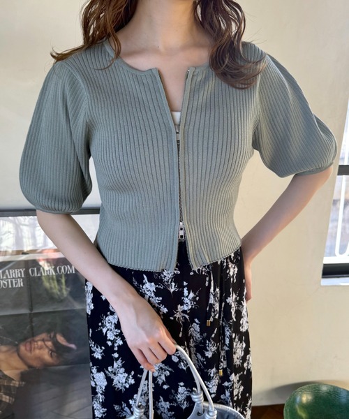 mysty woman（ミスティウーマン）の「ジップリブニットプルオーバー　110468（ニット/セーター・レディース・オフホワイト/ブラック/ホワイト系その他/ライトカーキ・FREE）」の12枚目の写真