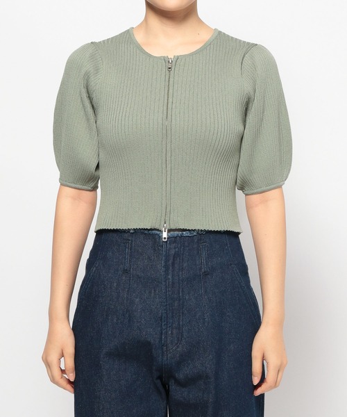 mysty woman（ミスティウーマン）の「ジップリブニットプルオーバー　110468（ニット/セーター・レディース・オフホワイト/ブラック/ホワイト系その他/ライトカーキ・FREE）」の15枚目の写真