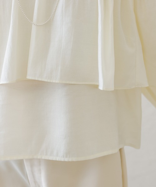 mystic（ミスティック）の「【3色展開】レイヤードフリルブラウス（シャツ/ブラウス・レディース・ブラック/グリーン/アイボリー・FREE）」の10枚目の写真