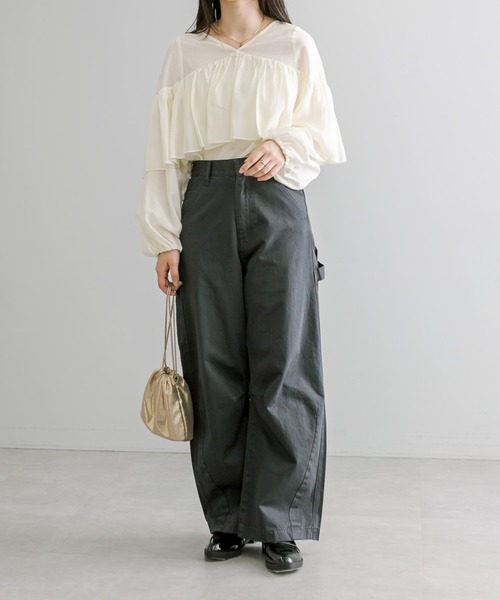 mystic（ミスティック）の「【3色展開】レイヤードフリルブラウス（シャツ/ブラウス・レディース・ブラック/グリーン/アイボリー・FREE）」の14枚目の写真