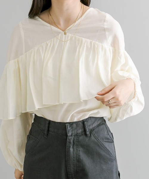 mystic（ミスティック）の「【3色展開】レイヤードフリルブラウス（シャツ/ブラウス・レディース・ブラック/グリーン/アイボリー・FREE）」の12枚目の写真