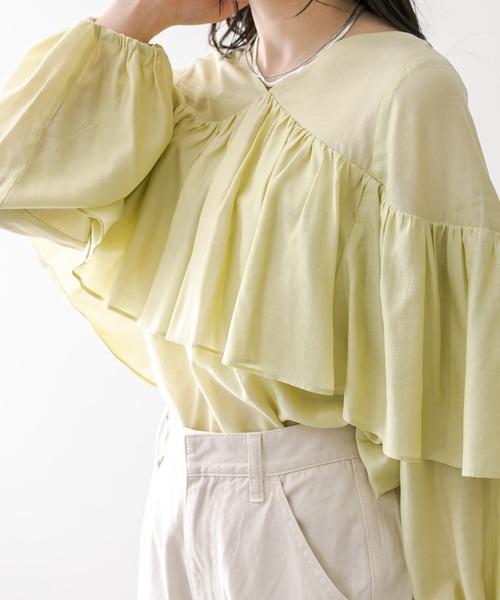 mystic（ミスティック）の「【3色展開】レイヤードフリルブラウス（シャツ/ブラウス・レディース・ブラック/グリーン/アイボリー・FREE）」の21枚目の写真