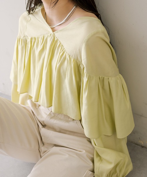 mystic（ミスティック）の「【3色展開】レイヤードフリルブラウス（シャツ/ブラウス・レディース・ブラック/グリーン/アイボリー・FREE）」の22枚目の写真