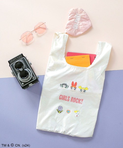 ACCOMMODE（アコモデ）の「パワーパフ ガールズ　オーロラマルシェバッグ（エコバッグ/サブバッグ・レディース・ライトブルー/ホワイト/ピンク・FREE）」の7枚目の写真