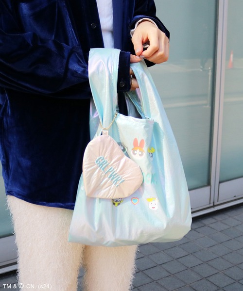 ACCOMMODE（アコモデ）の「パワーパフ ガールズ　オーロラマルシェバッグ（エコバッグ/サブバッグ・レディース・ライトブルー/ホワイト/ピンク・FREE）」の8枚目の写真