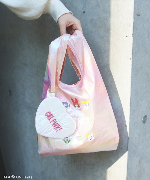 ACCOMMODE（アコモデ）の「パワーパフ ガールズ　オーロラマルシェバッグ（エコバッグ/サブバッグ・レディース・ライトブルー/ホワイト/ピンク・FREE）」の9枚目の写真