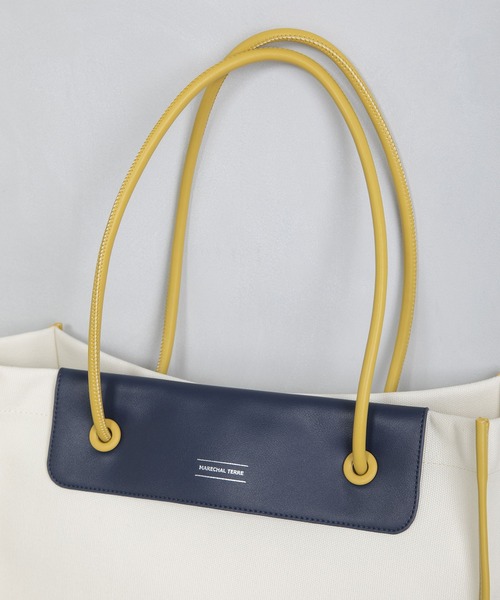 MARECHAL TERRE（マルシャルテル）の「キャンバス トートバッグ（ショルダーバッグ・レディース・ブルー/アイボリー/ブラック/ベージュ・MEDIUM）」の5枚目の写真