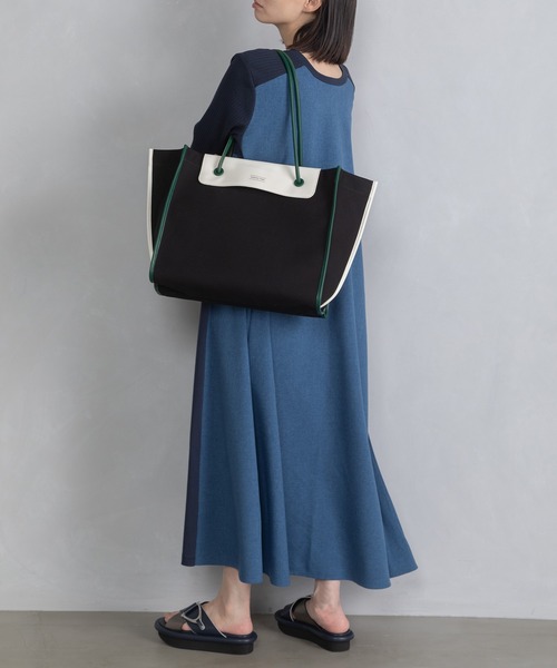 MARECHAL TERRE（マルシャルテル）の「キャンバス トートバッグ（ショルダーバッグ・レディース・ブルー/アイボリー/ブラック/ベージュ・MEDIUM）」の16枚目の写真