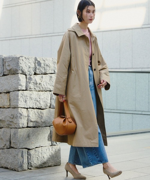 Doux archives(ドゥアルシーヴ)の「綿ナイロンロングステンカラーコート(ステンカラーコート・レディース・ブルーグレー/ベージュ・FREE)」の13枚目の写真