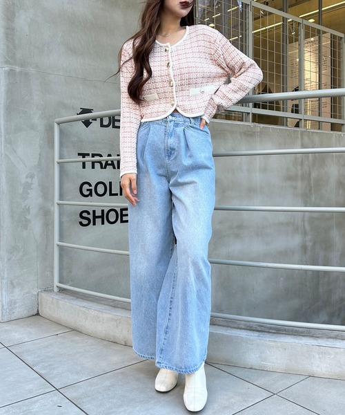 INGNI（イング）の「金ボタンツイード調ニットカーディガン（カーディガン/ボレロ・レディース・アイボリー/ブラック/グレー/ピンク系2・M）」の18枚目の写真