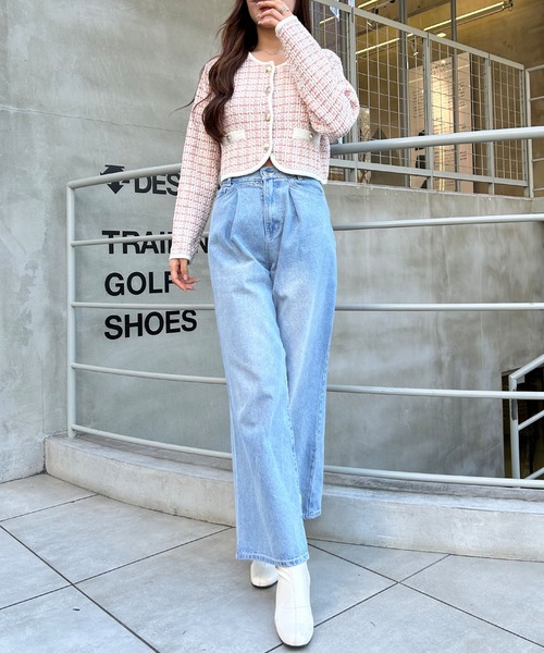 INGNI（イング）の「金ボタンツイード調ニットカーディガン（カーディガン/ボレロ・レディース・アイボリー/ブラック/グレー/ピンク系2・M）」の19枚目の写真