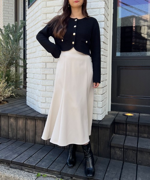 INGNI（イング）の「金ボタンツイード調ニットカーディガン（カーディガン/ボレロ・レディース・アイボリー/ブラック/グレー/ピンク系2・M）」の11枚目の写真