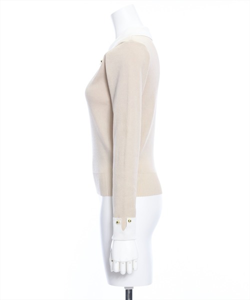 clear（クリア）の「≪再入荷≫配色衿付きニットトップス[大人 フェミニン]（ニット/セーター・レディース・オフホワイト/ベージュ/ブラック/ピンク・F）」の6枚目の写真