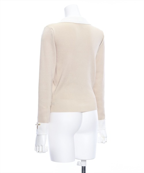 clear（クリア）の「≪再入荷≫配色衿付きニットトップス[大人 フェミニン]（ニット/セーター・レディース・オフホワイト/ベージュ/ブラック/ピンク・F）」の7枚目の写真