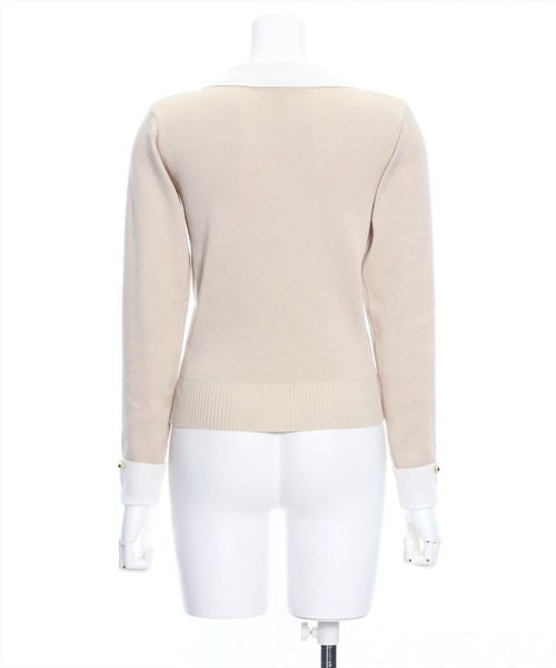 clear（クリア）の「≪再入荷≫配色衿付きニットトップス[大人 フェミニン]（ニット/セーター・レディース・オフホワイト/ベージュ/ブラック/ピンク・F）」の8枚目の写真