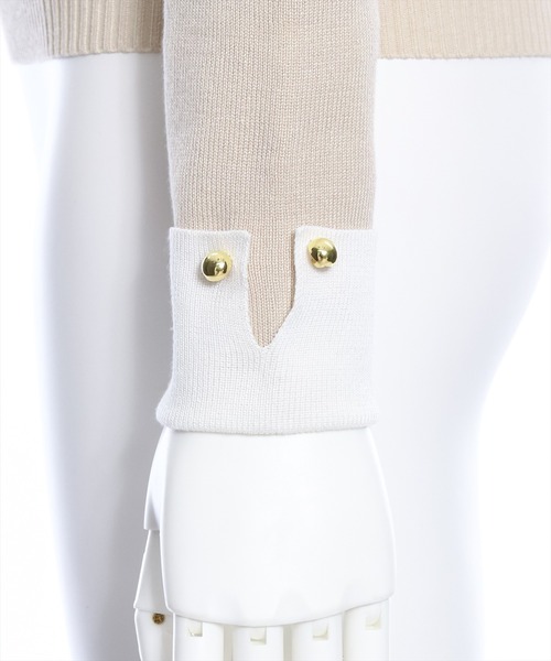 clear（クリア）の「≪再入荷≫配色衿付きニットトップス[大人 フェミニン]（ニット/セーター・レディース・オフホワイト/ベージュ/ブラック/ピンク・F）」の11枚目の写真