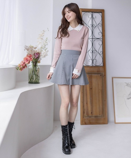 clear（クリア）の「≪再入荷≫配色衿付きニットトップス[大人 フェミニン]（ニット/セーター・レディース・オフホワイト/ベージュ/ブラック/ピンク・F）」の18枚目の写真