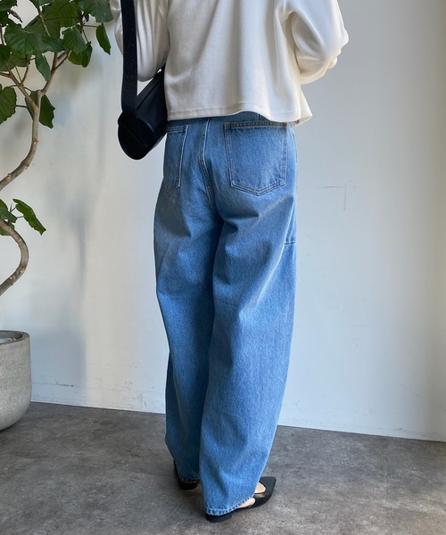 DouDou（ドゥドゥ）の「NEWカーブデニム（デニムパンツ・レディース・オフホワイト/ブルー・36/38/PS）」の10枚目の写真