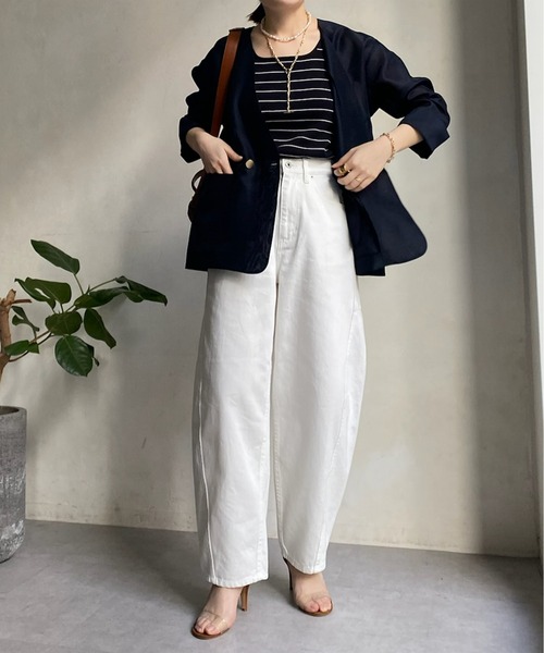 DouDou（ドゥドゥ）の「NEWカーブデニム（デニムパンツ・レディース・オフホワイト/ブルー・36/38/PS）」の19枚目の写真