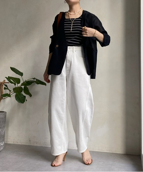 DouDou（ドゥドゥ）の「NEWカーブデニム（デニムパンツ・レディース・オフホワイト/ブルー・36/38/PS）」の21枚目の写真