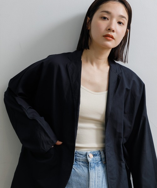 AMERICAN RAG CIE（アメリカンラグシー）の「TICCA コットンリネンシャツジャケット（テーラードジャケット・レディース・ネイビー/ホワイト・FREE）」の14枚目の写真