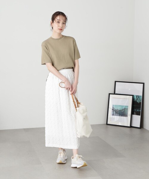 N.（N. Natural Beauty Basic）（エヌエヌナチュラルビューティーベーシック）の「◆クルーネックリブＴニット（ニット/セーター・レディース・ベージュ系その他/レッド/ナチュラル・MEDIUM）」の15枚目の写真