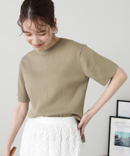 N.（N. Natural Beauty Basic）（エヌエヌナチュラルビューティーベーシック）の「◆クルーネックリブＴニット（ニット/セーター・レディース・ベージュ系その他/レッド/ナチュラル・MEDIUM）」の16枚目の写真