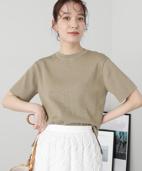 N.（N. Natural Beauty Basic）（エヌエヌナチュラルビューティーベーシック）の「◆クルーネックリブＴニット（ニット/セーター・レディース・ベージュ系その他/レッド/ナチュラル・MEDIUM）」の17枚目の写真