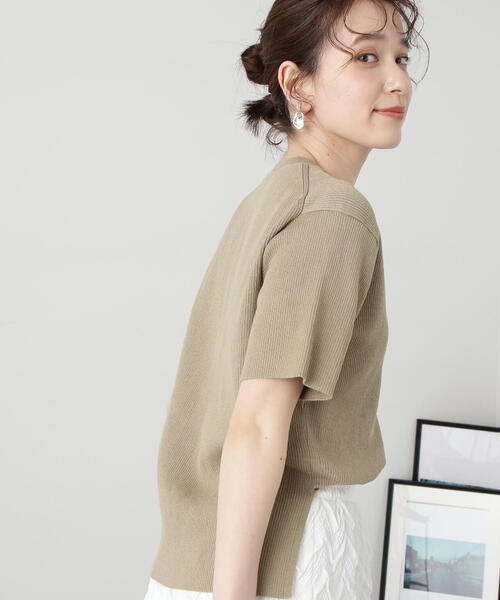 N.（N. Natural Beauty Basic）（エヌエヌナチュラルビューティーベーシック）の「◆クルーネックリブＴニット（ニット/セーター・レディース・ベージュ系その他/レッド/ナチュラル・MEDIUM）」の18枚目の写真