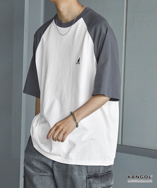 KANGOL（カンゴール）の「KANGOL / カンゴール 別注 ワンポイント ロゴ刺繍 ラグランスリーブ オーバーサイズ半袖Tシャツ（Tシャツ/カットソー・メンズ・グリーン/オフホワイト/ブラック/ブラック系/チャコール/ネイビー/ボルドー・L/M）」の4枚目の写真