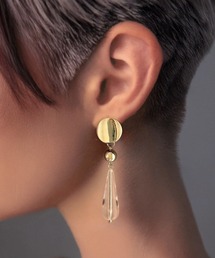 【As】[アレルギー対応] サージカルステンレス　メタルカボション　クリアアクリルピアス(MA)