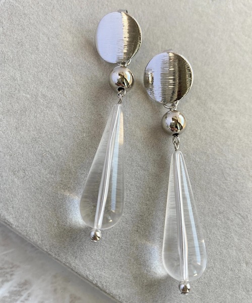 tone（トーン）の「【As】[アレルギー対応] サージカルステンレス　メタルカボション　クリアアクリルピアス(MA)（ピアス（両耳用）・レディース・ゴールド/ゴールド系2/シルバー/シルバー系その他2・FREE）」の7枚目の写真