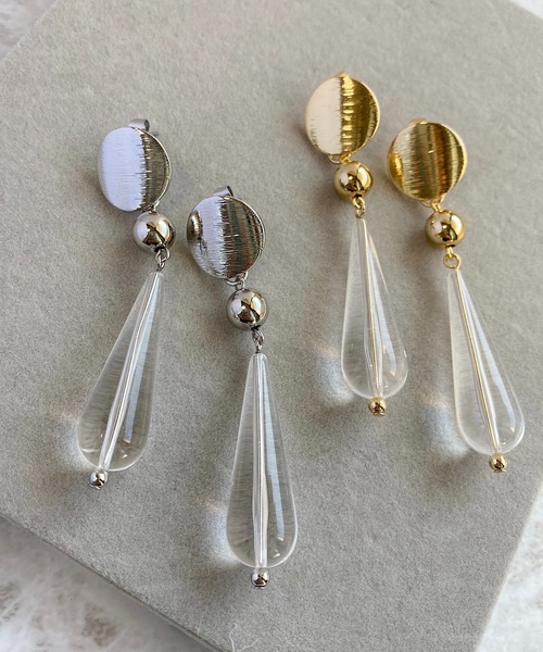 tone（トーン）の「【As】[アレルギー対応] サージカルステンレス　メタルカボション　クリアアクリルピアス(MA)（ピアス（両耳用）・レディース・ゴールド/ゴールド系2/シルバー/シルバー系その他2・FREE）」の6枚目の写真