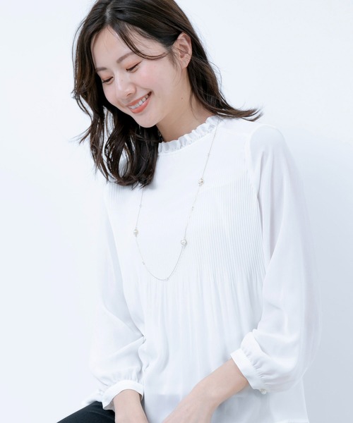 Jayro(ジャイロ)の「消しプリーツブラウス(シャツ/ブラウス・レディース・ホワイト系その他/ピンク/ブラック/サックスブルー・M)」の2枚目の写真