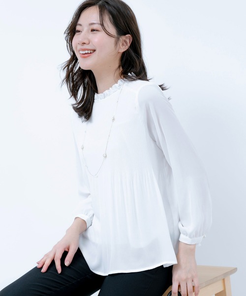 Jayro(ジャイロ)の「消しプリーツブラウス(シャツ/ブラウス・レディース・ホワイト系その他/ピンク/ブラック/サックスブルー・M)」の6枚目の写真