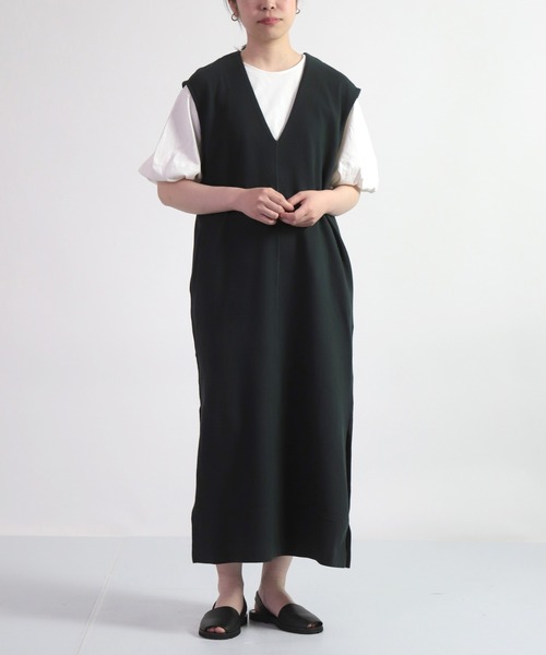 【セール】[ OWLEYE by domingo / アウルアイ ] 竹節編みコットン Vネックワンピース（ワンピース）｜OWLEYE by domingo（アウルアイ バイドミンゴ）