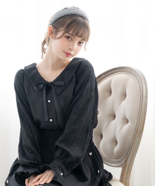 DearMyLoveRose(ディアマイラブローズ)の「選べる衿レースパフスリブラウス(シャツ/ブラウス・レディース・ベビーピンク/ブラック/ピンク系その他/ブラック系その他/ホワイト/ホワイト系その他・MEDIUM/LARGE/LL/3L)」の14枚目の写真