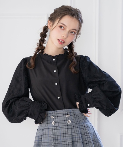 DearMyLoveRose(ディアマイラブローズ)の「選べる衿レースパフスリブラウス(シャツ/ブラウス・レディース・ベビーピンク/ブラック/ピンク系その他/ブラック系その他/ホワイト/ホワイト系その他・MEDIUM/LARGE/LL/3L)」の7枚目の写真
