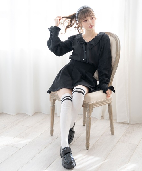 DearMyLoveRose(ディアマイラブローズ)の「選べる衿レースパフスリブラウス(シャツ/ブラウス・レディース・ベビーピンク/ブラック/ピンク系その他/ブラック系その他/ホワイト/ホワイト系その他・MEDIUM/LARGE/LL/3L)」の12枚目の写真